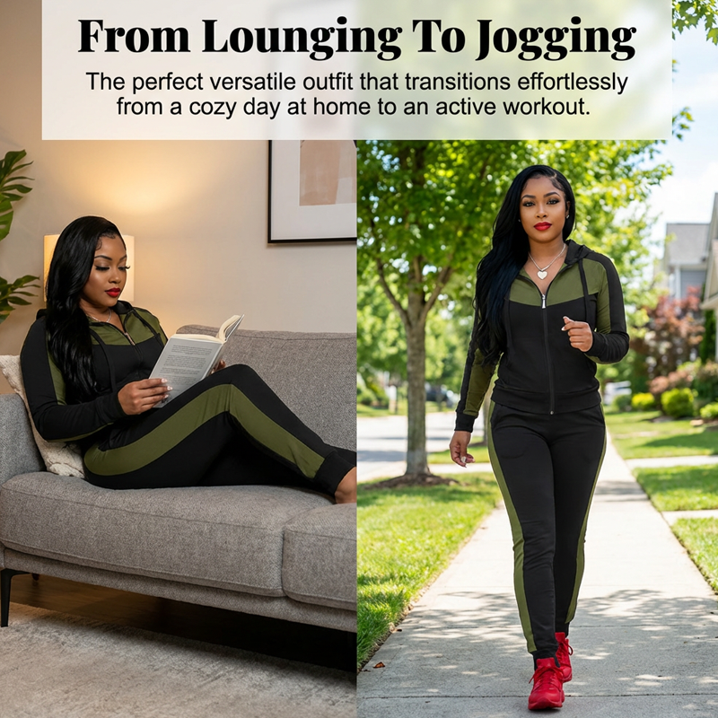 Women's 2-Piece Color-Block Tracksuit Set ✨Effortlessly Unleash Your Charm