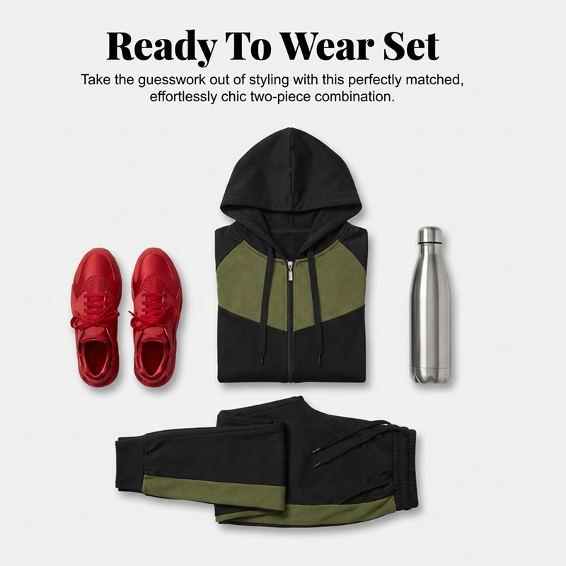Women's 2-Piece Color-Block Tracksuit Set ✨Effortlessly Unleash Your Charm