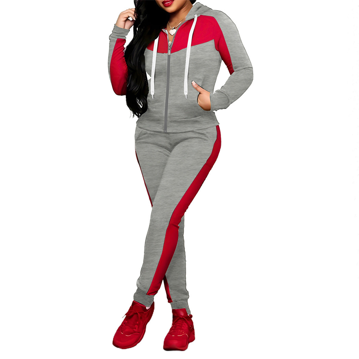 Women's 2-Piece Color-Block Tracksuit Set ✨Effortlessly Unleash Your Charm