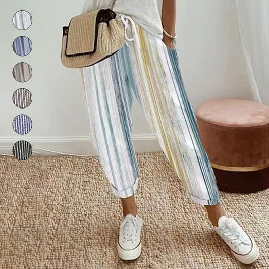 💕What Should I Wear Tomorrow?💕Effortless Style & Comfort With Our Striped Linen Cotton Trousers For Women 👖✨