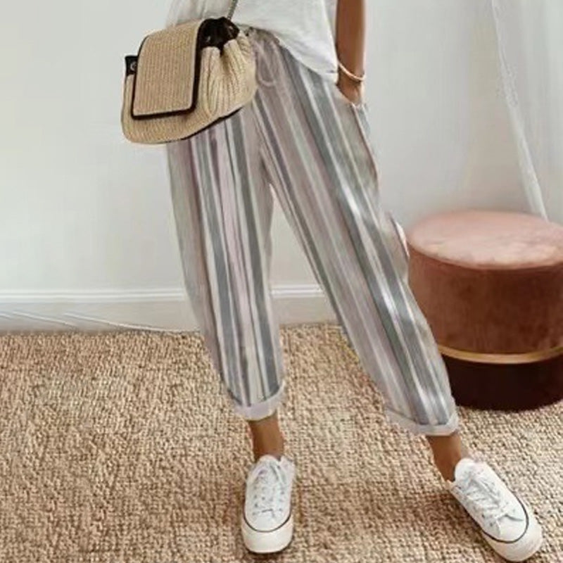 💕Was soll ich morgen anziehen?💕Müheloser Stil & Komfort mit unserer gestreiften Leinen-Baumwollhose für Damen 👖✨