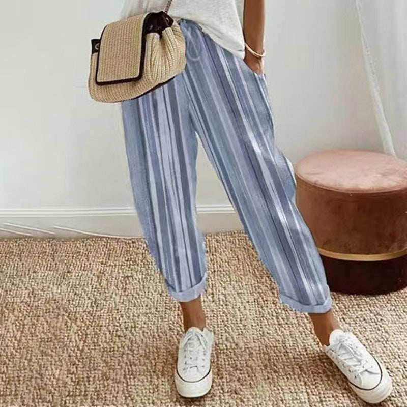 💕Was soll ich morgen anziehen?💕Müheloser Stil & Komfort mit unserer gestreiften Leinen-Baumwollhose für Damen 👖✨