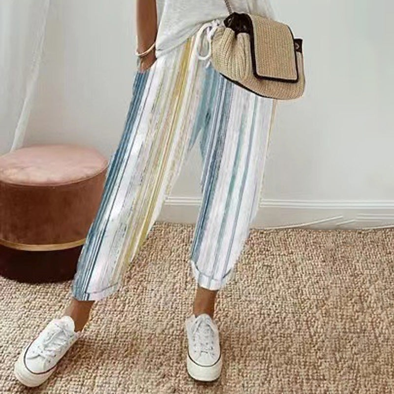 💕Was soll ich morgen anziehen?💕Müheloser Stil & Komfort mit unserer gestreiften Leinen-Baumwollhose für Damen 👖✨