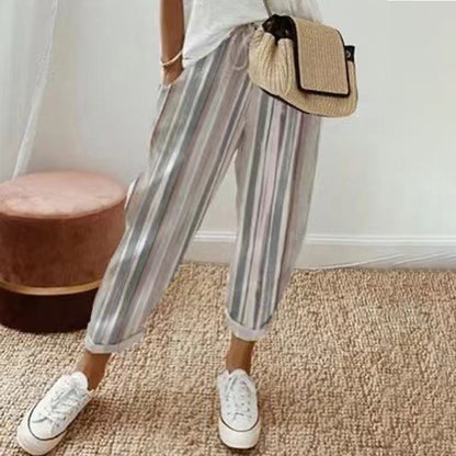 💕Was soll ich morgen anziehen?💕Müheloser Stil & Komfort mit unserer gestreiften Leinen-Baumwollhose für Damen 👖✨