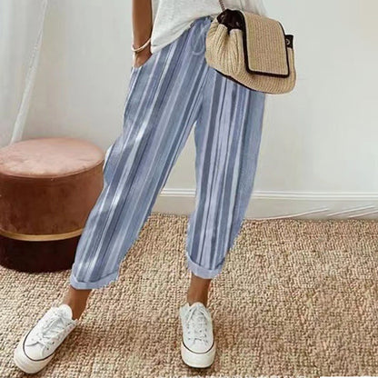 💕Was soll ich morgen anziehen?💕Müheloser Stil & Komfort mit unserer gestreiften Leinen-Baumwollhose für Damen 👖✨