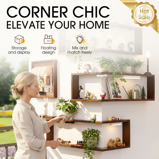 🥳2026 HOT SALE🥳 💝Rustic Wood Corner Wall Shelf ✈️Free Shipping