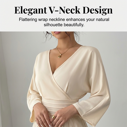 Elegant V-Neck Pleated Wide-Leg Jumpsuit ✨Effortlessly Unleash Your Charm