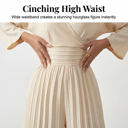 Elegant V-Neck Pleated Wide-Leg Jumpsuit ✨Effortlessly Unleash Your Charm