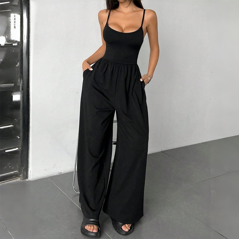 Spaghettiträger-Jumpsuit mit weitem Bein und Taschen 🌸 Mühelos schick in einem Schritt! 🌸