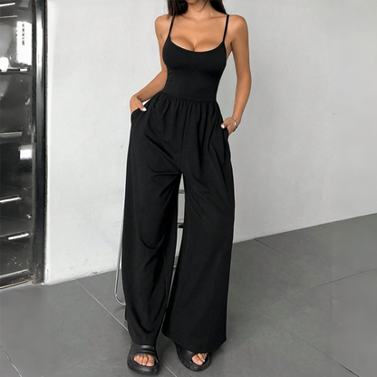 Spaghettiträger-Jumpsuit mit weitem Bein und Taschen 🌸 Mühelos schick in einem Schritt! 🌸