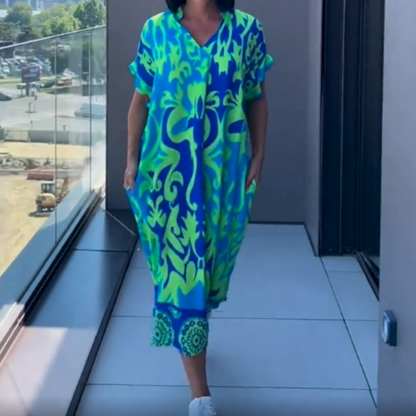 📢📢Big Sale Now On!⏰Women's Casual Elegant Printed V-Neck Dress