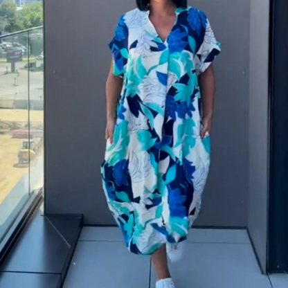 📢📢Big Sale Now On!⏰Women's Casual Elegant Printed V-Neck Dress