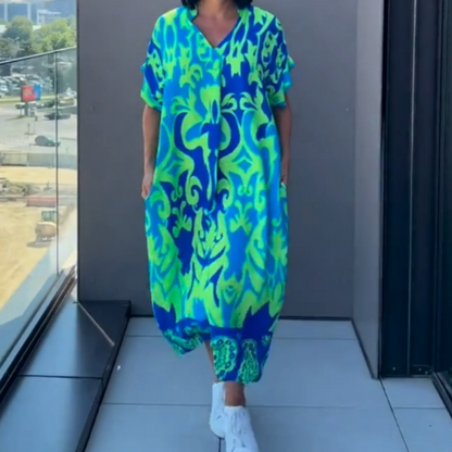 📢📢Big Sale Now On!⏰Women's Casual Elegant Printed V-Neck Dress