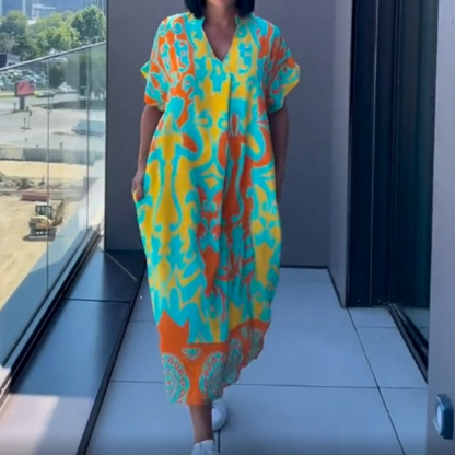 📢📢Big Sale Now On!⏰Women's Casual Elegant Printed V-Neck Dress