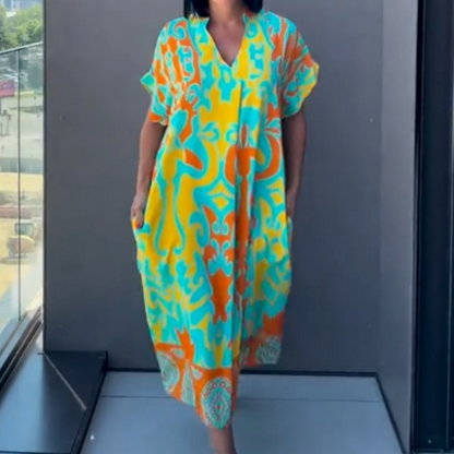 📢📢Big Sale Now On!⏰Women's Casual Elegant Printed V-Neck Dress