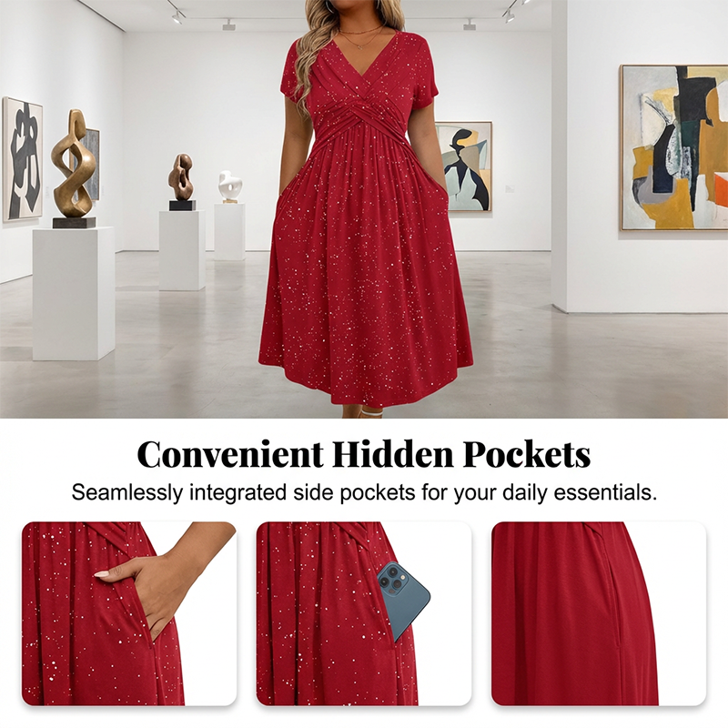 💗Elegantes Damen-Kleid mit V-Ausschnitt und Twist-Front💗✨Lassen Sie Ihren Charme strahlen