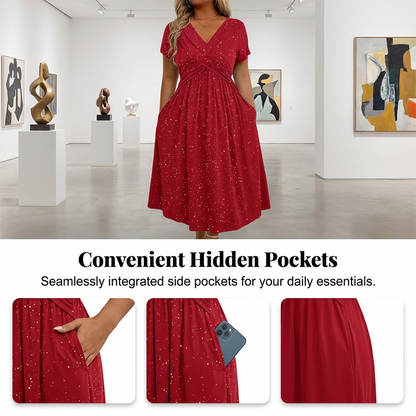 💗Elegantes Damen-Kleid mit V-Ausschnitt und Twist-Front💗✨Lassen Sie Ihren Charme strahlen