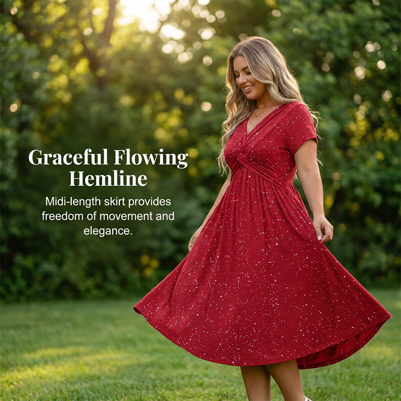 💗Elegantes Damen-Kleid mit V-Ausschnitt und Twist-Front💗✨Lassen Sie Ihren Charme strahlen