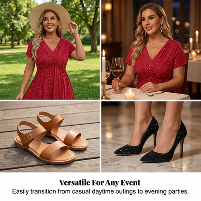 💗Elegantes Damen-Kleid mit V-Ausschnitt und Twist-Front💗✨Lassen Sie Ihren Charme strahlen