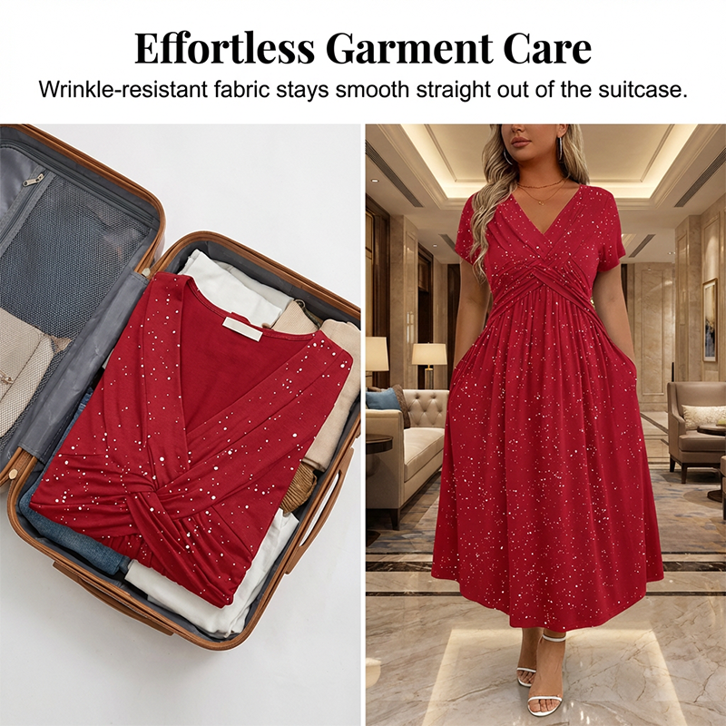 💗Elegantes Damen-Kleid mit V-Ausschnitt und Twist-Front💗✨Lassen Sie Ihren Charme strahlen