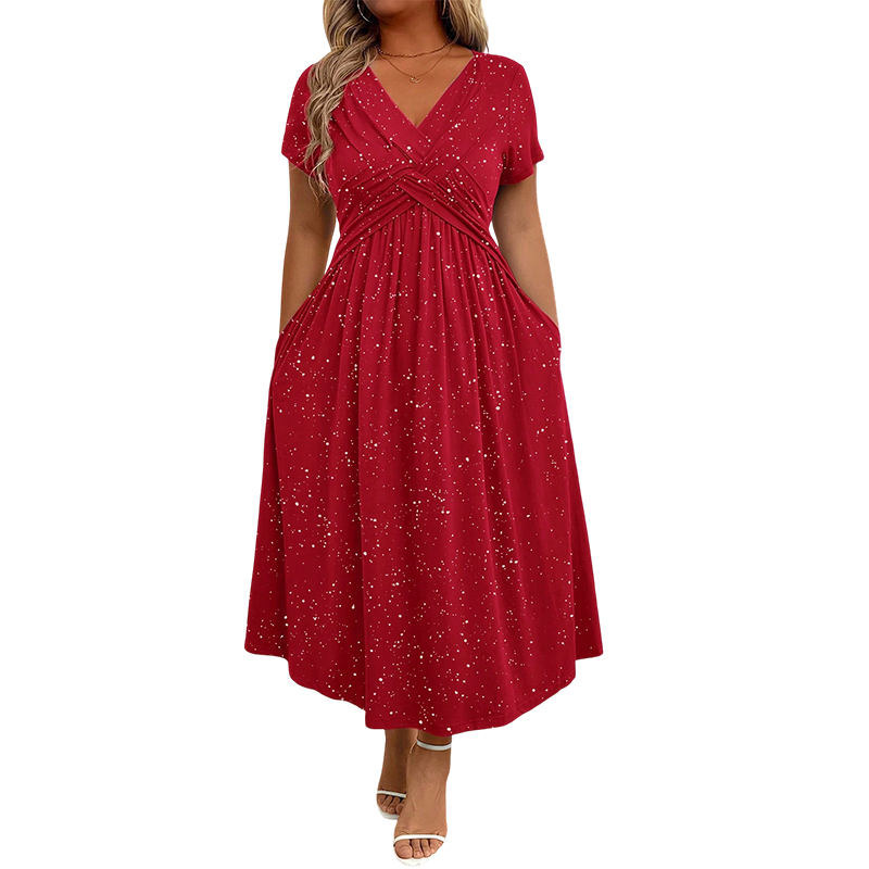 💗Elegantes Damen-Kleid mit V-Ausschnitt und Twist-Front💗✨Lassen Sie Ihren Charme strahlen