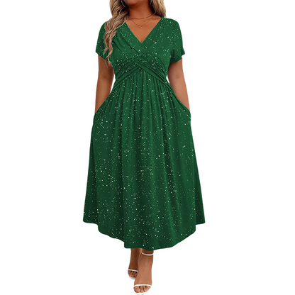 💗Elegantes Damen-Kleid mit V-Ausschnitt und Twist-Front💗✨Lassen Sie Ihren Charme strahlen