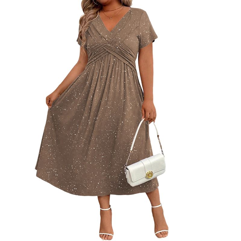 💗Elegantes Damen-Kleid mit V-Ausschnitt und Twist-Front💗✨Lassen Sie Ihren Charme strahlen