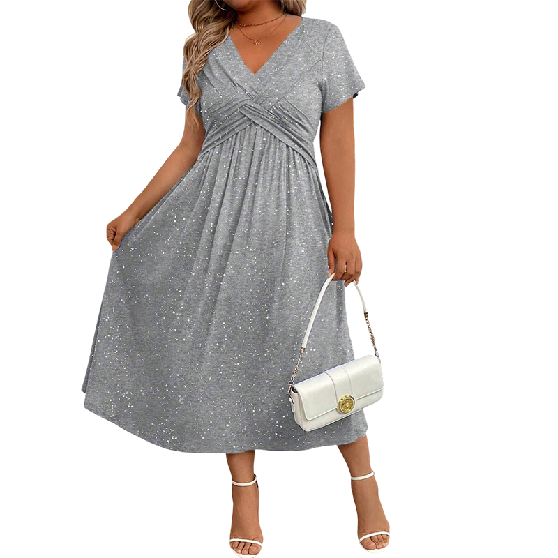 💗Elegantes Damen-Kleid mit V-Ausschnitt und Twist-Front💗✨Lassen Sie Ihren Charme strahlen