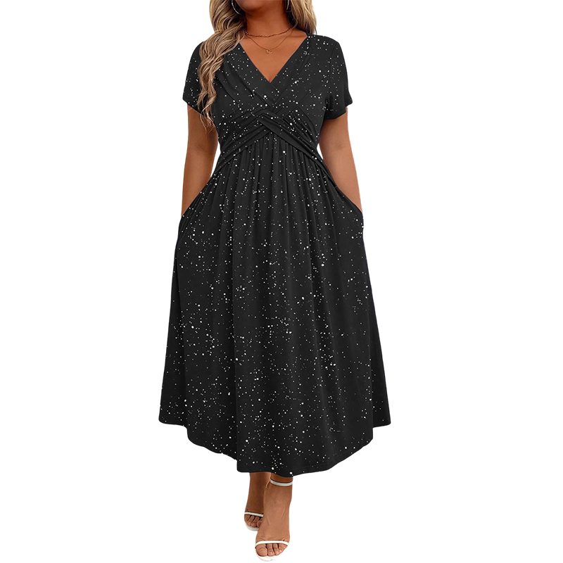 💗Elegantes Damen-Kleid mit V-Ausschnitt und Twist-Front💗✨Lassen Sie Ihren Charme strahlen