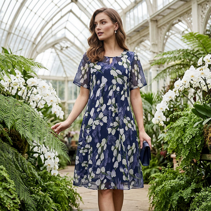 🌸 Elegance in Every Step : Short Sleeve A-Line Knee-Length Party Dress👗