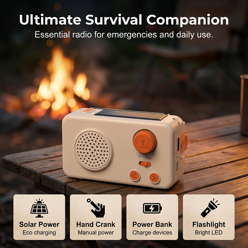 Emergency Hand Crank Solar Radio With Flashlight & Power Bank📻Perfect For Your Next Adventure Or Emergency Kit.