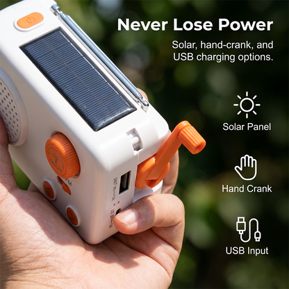 Emergency Hand Crank Solar Radio With Flashlight & Power Bank📻Perfect For Your Next Adventure Or Emergency Kit.