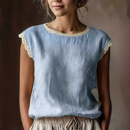 🌸Women's Lace Trim Sleeveless Blouse 🌸 Effortless Summer Style Starts Here