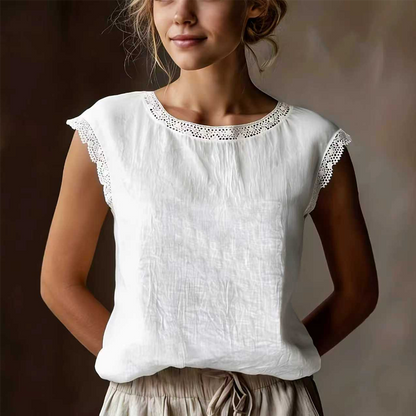 🌸Women's Lace Trim Sleeveless Blouse 🌸 Effortless Summer Style Starts Here