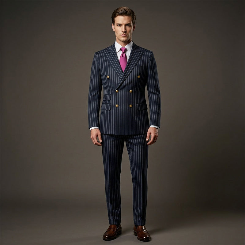 👔Men's Double-Breasted Pinstripe Suit Set🔹 Radiating An Extraordinary Aura 🔹