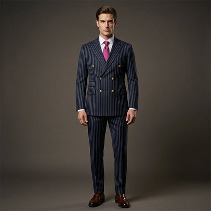 👔Men's Double-Breasted Pinstripe Suit Set🔹 Radiating An Extraordinary Aura 🔹