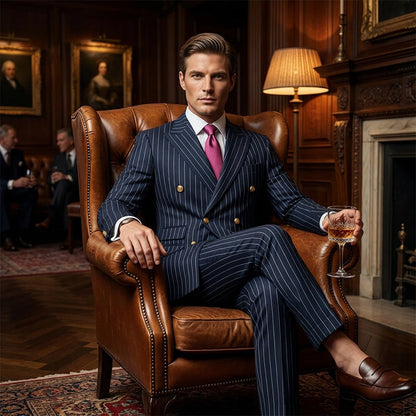 👔Men's Double-Breasted Pinstripe Suit Set🔹 Radiating An Extraordinary Aura 🔹