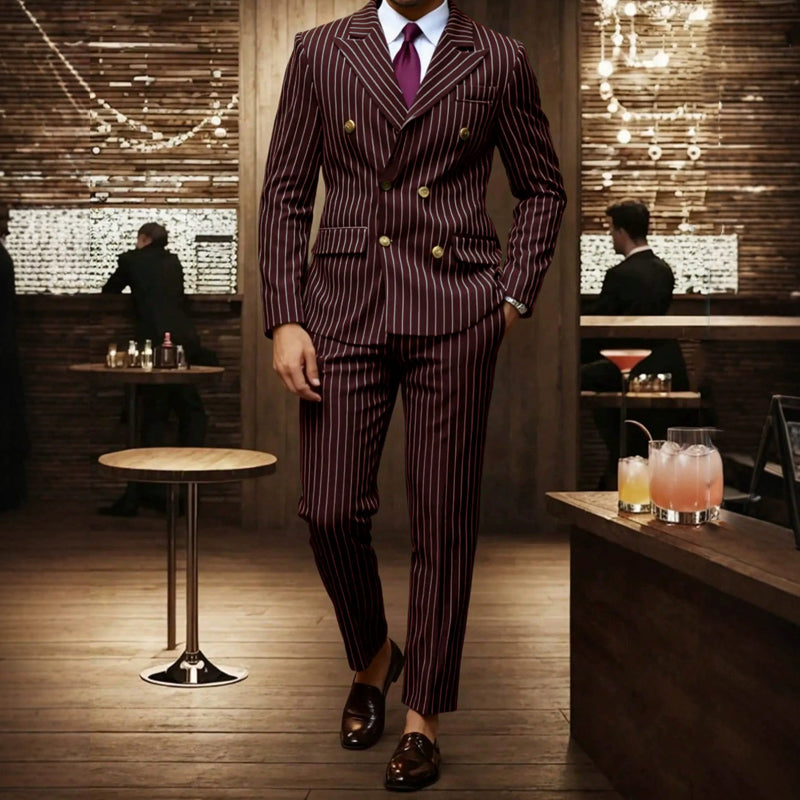 👔Men's Double-Breasted Pinstripe Suit Set🔹 Radiating An Extraordinary Aura 🔹