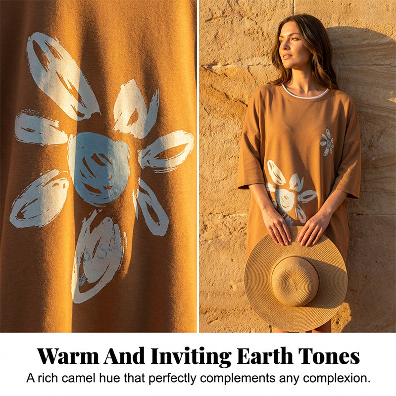Women's Crew Neck Oversized T-Shirt Dress🌸 Effortless Style Meets Comfort 🌸