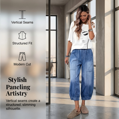 👖 Damen Loose Fit Cropped Jeans mit Gummizugbund✨ Die perfekte Passform für jeden Anlass ✈️Kostenloser Versand
