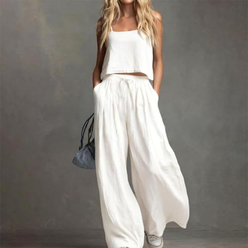 💗Women's Crop Top & Wide-Leg Pants 2-Piece Set✨ Effortlessly Chic All Day Long✨
