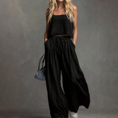 💗Women's Crop Top & Wide-Leg Pants 2-Piece Set✨ Effortlessly Chic All Day Long✨