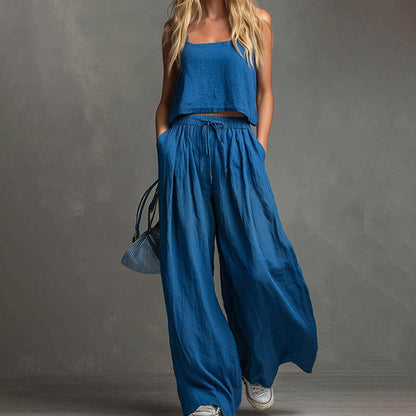 💗Women's Crop Top & Wide-Leg Pants 2-Piece Set✨ Effortlessly Chic All Day Long✨