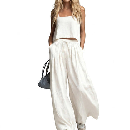 💗Women's Crop Top & Wide-Leg Pants 2-Piece Set✨ Effortlessly Chic All Day Long✨