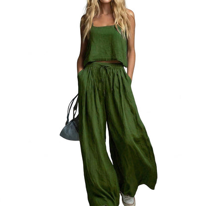 💗Women's Crop Top & Wide-Leg Pants 2-Piece Set✨ Effortlessly Chic All Day Long✨