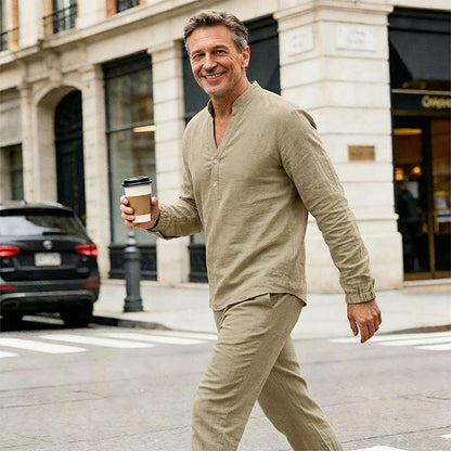 🥳2026 HOT SALE🥳💞50K+ SOLD!💥👴👕 50% OFF! Men’s Casual Top & Pants Set – Stand collar, relaxed fit & elastic cuffs. Lightweight & breathable for warm days. Perfect for holidays or weekends. 🏖️✨
