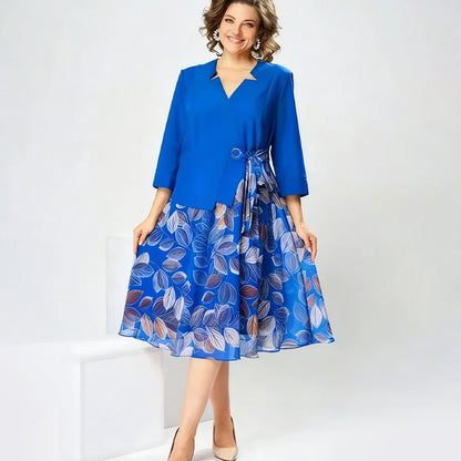 Elegant Faux Two-Piece Leaf Print Dress✨ Effortless Elegance, Anytime, Anywhere ✨