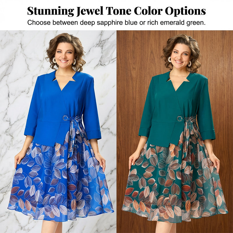 Elegant Faux Two-Piece Leaf Print Dress✨ Effortless Elegance, Anytime, Anywhere ✨