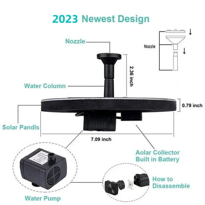 🥳2026 HOT SALE🥳💞50K+ SOLD!🏡🌊 50% OFF! Solar Powered Fountain Pump – Exclusive fixing system keeps it steady. Gauze filter prevents clogging, easy to clean. Low water auto-stop. Attracts birds & butterflies to your garden. 🎁✅