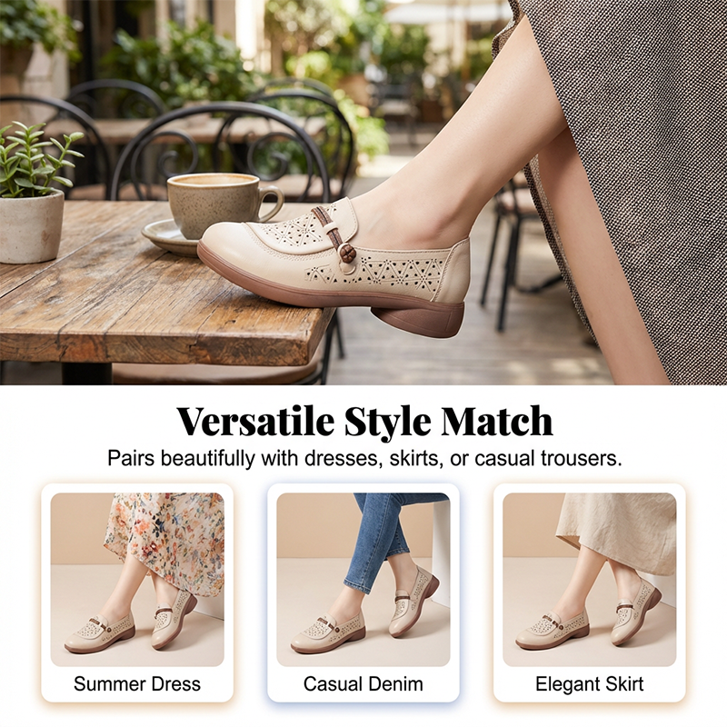 👡Women's Breathable Cutout Leather Loafers🌞 Enjoy Comfort And Style 🌞
